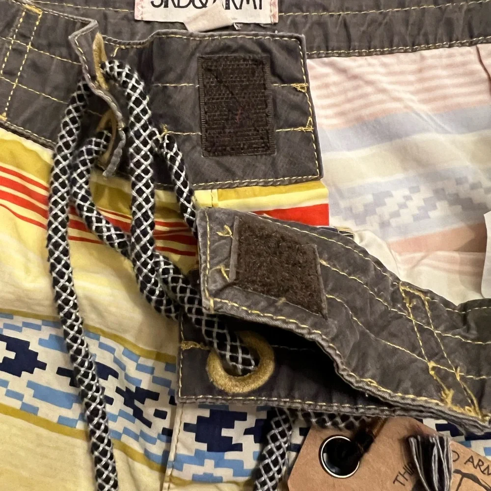 Mens 3rd & Army Board Shorts Swim Bright Stripe Beach Aztec Surf Casual Waist 32